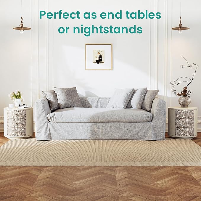 SUNBURY End Table Living Room Small Side Table w 3 Drawers, Vintage Bedside - Image 4