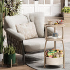 Small Side Table with Storage Basket, Space Saving Round End Table 3-Tier - Image 7