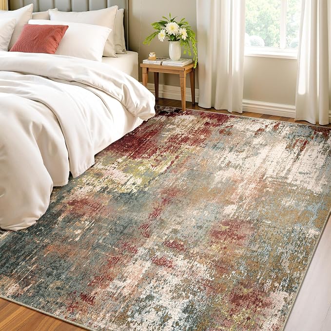RELEANY Washable 4'x5' Abstract Area Rug - Image 2