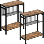Small Side Table Set of 2 for Small Space, 3-Tier Narrow End Table by HOME