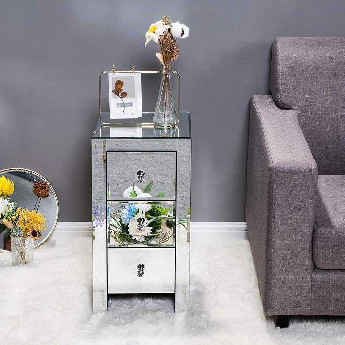 Mirrored End Table Modern Small Sofa Corner Table - Image 3