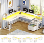 SEDETA 66" L Shaped Desk with Power Outlet, Reversible Home Office Computer by SEDETA