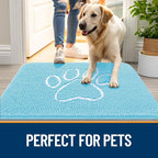 OLANLY Dog Door Mat for Muddy Paws 48x30, Paw Print Design Chenille Mud Mat | - Image 6