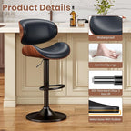 YaFiti Swivel Bar Stools, Adjustable Bentwood Barstools, Modern PU Leather - Image 5