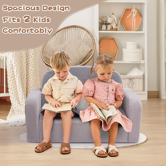 Foryoomi Extra Wide Kids Couch, 2-in-1 Soft Toddler Couch - Image 3