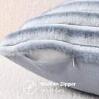 decorUhome Fall Faux Fur Throw Pillow Covers 24x24 Set of 2 Grey White | - Image 8