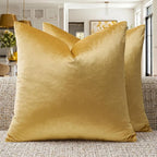 GIGIZAZA Yellow Velvet Pillow Covers 22x22 Decorative Pillows Pack of 2 | Throw by GIGIZAZAFocusingonhomedecoration