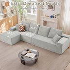 140" Sectional Cloud Couch for Living Room, Modular Floor Deep-Seat Sofa - Image 6