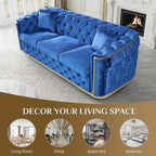 DAMAIFROM Luxury Velvet Couch Set Blue and Gold Sofa, Mid Century Modern - Image 6