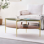LumFurn Oval Glass Coffee Table, Mid-Century Modern Design, L43 x W22 x H17 inch - Image 3