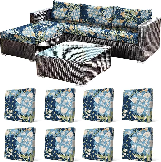 CALBODE 8Pcs Stretch Patio Cushion Cover, Printed Couch & Sofa Slipcovers by CALBODE