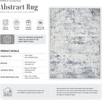 Area Rug Living Room: 3x5 Modern Washable Soft Carpet Blue Grey | - Image 3