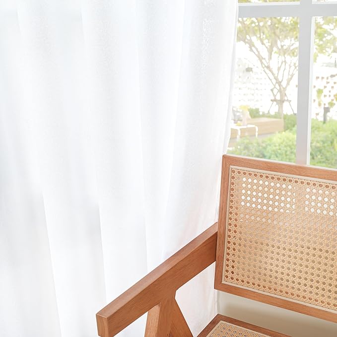 YoungsTex White Linen Curtains 34 X 40 Inch Length - Image 8