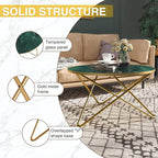 HLR Round Coffee Table with Green Faux Marble Top - Image 3