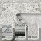 Grey Area Rug 3x5 Bedroom Rugs for Entryway Dorm | Ultra-Thin; Non Slip; - Image 4