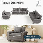 HERA'S HOUSE 3 Pieces Modular Sectional Sofa Sets, Oversized Couch Set - Image 2