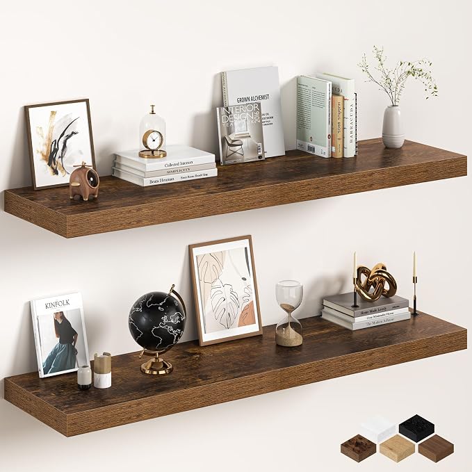 Floating Shelves 55Inch Long, 12 Inch Deep Floating Shelves by FunMemories