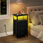 Vagusicc Night Stand with Charging Station, LED Nightstand - Image 2