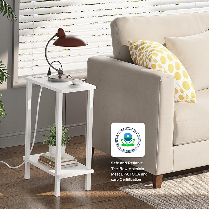 TUTOTAK Small End Table with Charging Station, Narrow Side Table with USB Ports - Image 4