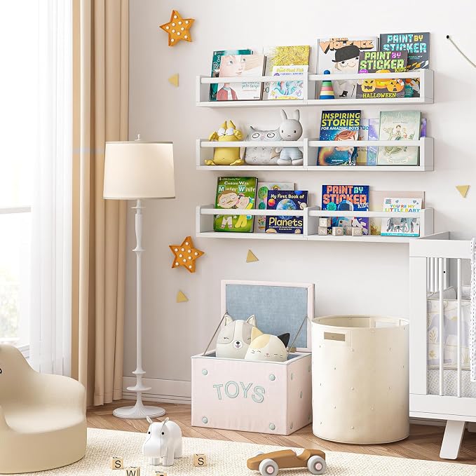 Fixwal Nursery Bookshelves, 32in Floating Bookshelves - Image 2