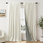 Cream Linen Black Out Curtains 70 Inches Extra Wide by Pitalk