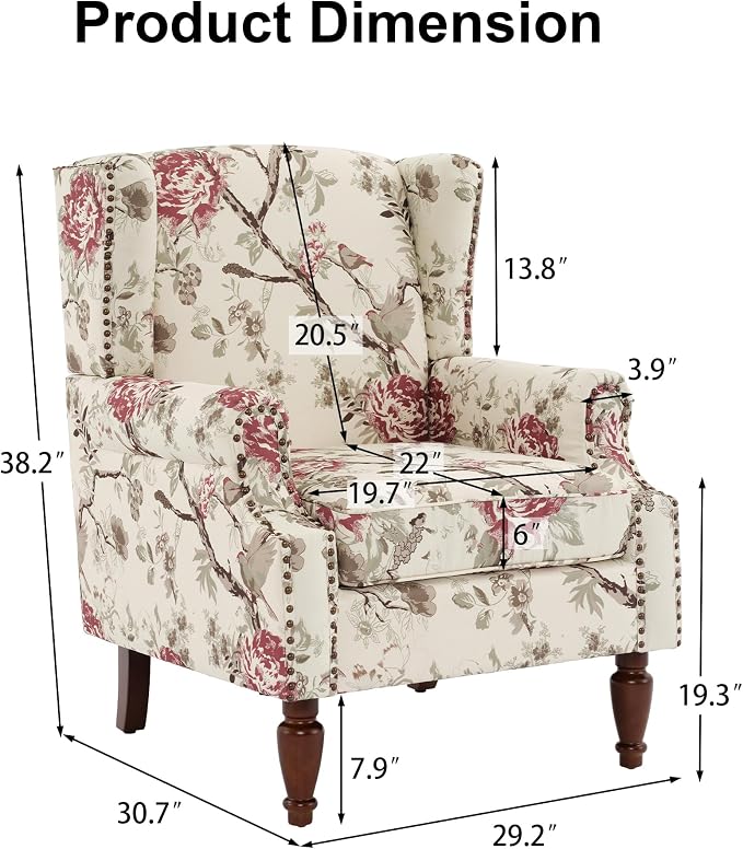 Pia Ricco High Back Floral Accent Chair - Image 2