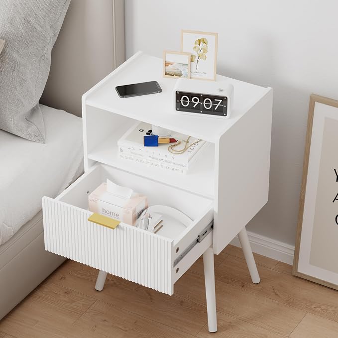 JOONEE White Nightstand, Modern Bedside Table - Image 5