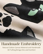 Embroidered Throw Pillow Cover 18x18 Inch, Cat Bone | Decorative Pillow Cover - Image 2