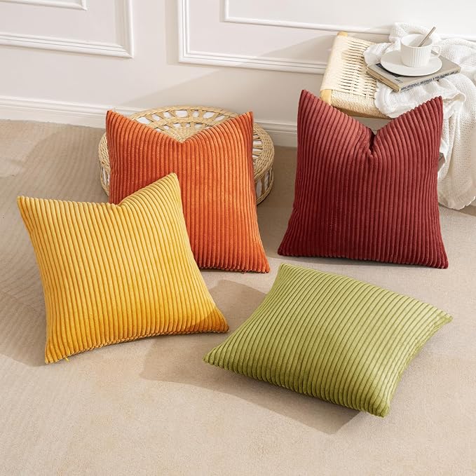 MIULEE Fall Decorative Throw Pillow Covers Yellow Orange Rust 20x20 | Set of 4 - Image 8