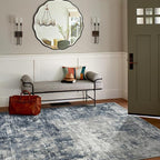 5x7 Area Rugs for Living Room Bedroom Dining Room Washable Blue Grey | Soft - Image 3