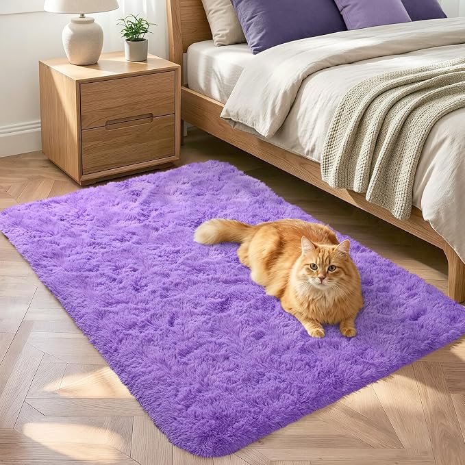 3x5 Purple Fluffy Soft Area Rug Non-Slip by ModernHomeDecor