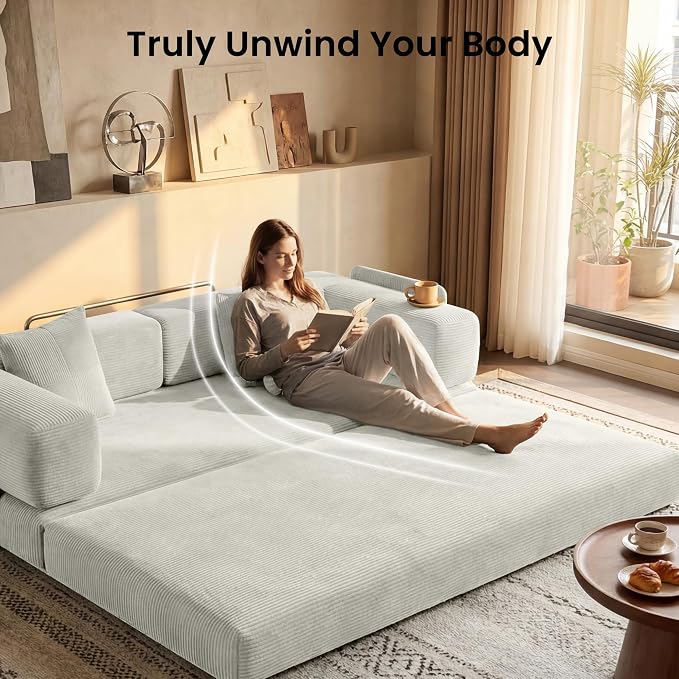 78.8" Convertible Sofa Bed, Corduroy Futon Couch - Image 5