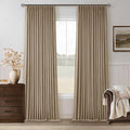 Light Brown Pinch Pleated 100% Blackout Linen Bedroom 96 Inch Curtains | Double by Twodrapes