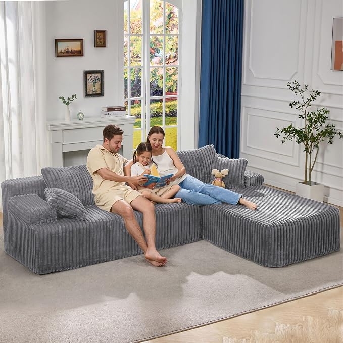Hobestluk Modular Sectional Sofa Couches L-Shape Couch 3 Seat Modular Sofa - Image 3