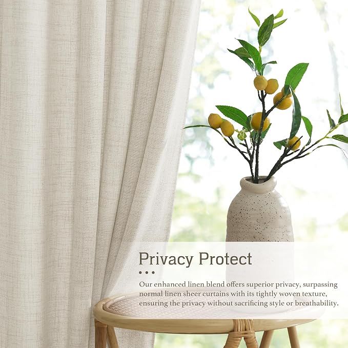 RYB HOME Sheer Curtains 108 inches, Extra Long Floor to Ceiling Curtains | - Image 2
