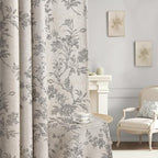 Grey Boho Floral 100% Blackout Curtains 84 Inch 2 Panels | Farmhouse Vintage by Unknown