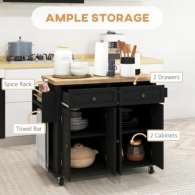 HOMCOM Kitchen Island Cart - Image 3