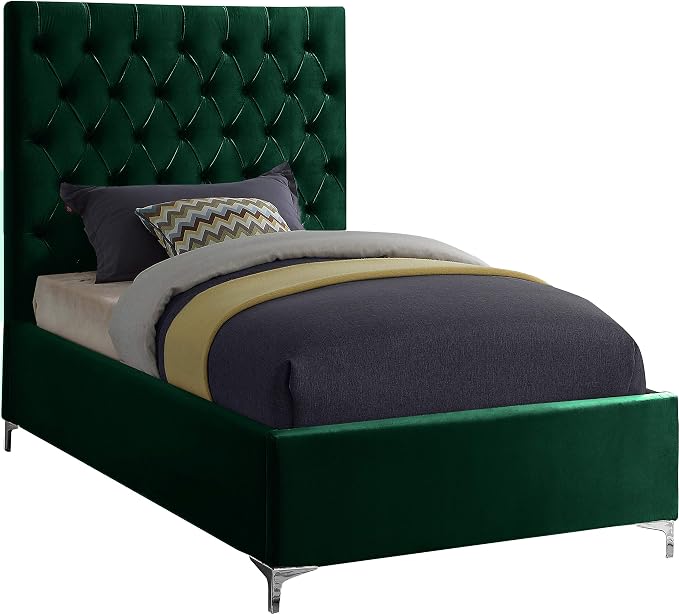 Meridian Furniture Cruz Collection Modern | Contemporary Velvet Upholstered Bed - Image 4