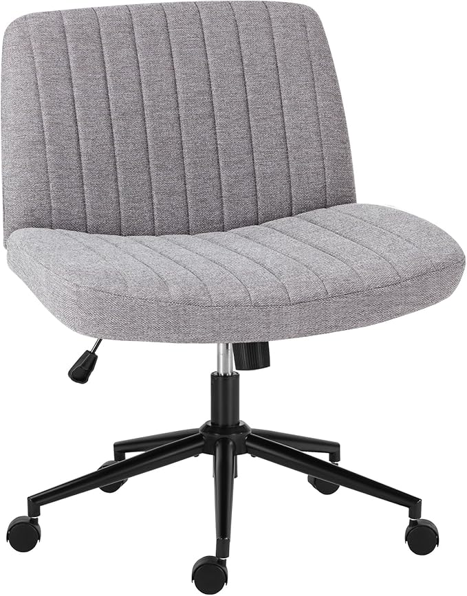 OLIXIS Criss Cross Chair with Wheels Wide Cross Legged Office Desk Vanity Chair by OLIXIS