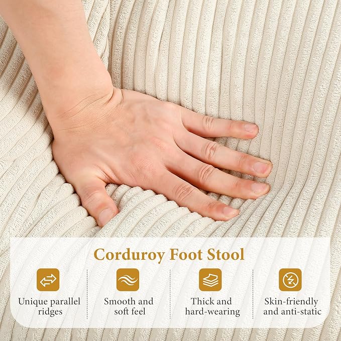 Vesgantti Large Ottoman for Modular Sofa, 29.5" Corduroy Pouf Ottoman - Image 3