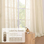 Short Linen Window Curtains 30 Inches Long 2 Panels, 34 x 30 Inch | Beige - Image 4