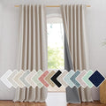NICETOWN 100% Blackout Natural Linen Bedroom Curtains 95" Length by NICETOWN
