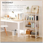 4NM No Assembly Folding Bookshelf Storage Shelves 4 Tiers Vintage Bookcase - Image 3