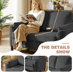4 Piece Modern Corduroy Sofa Set, L-Shaped Sectional Couch - Image 8