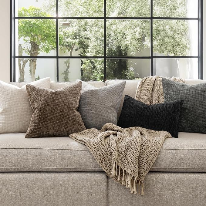 MIULEE Decorative Couch Throw Pillow Covers 18x18 Inch Brown 2 Pack | Modern - Image 3