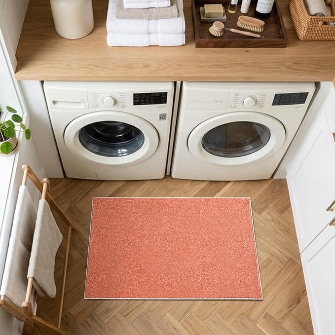 2x3 Orange/White Area Rug Washable Non-Slip Soft - Image 4