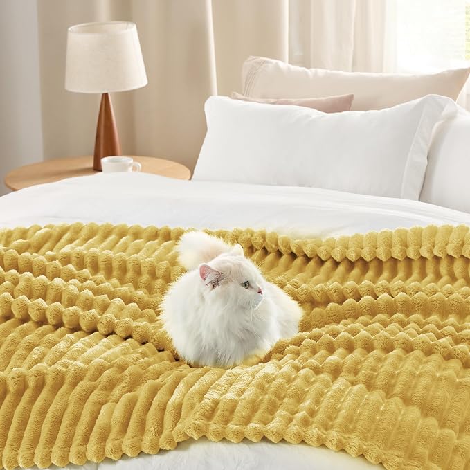 Bedsure Soft Cal Size Blanket for Bed Yellow 102"x96" | Birthday Gifts for - Image 5