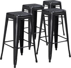 Flash Furniture Kai Commercial Grade 4 Pack 30" High Backless Distressed Black by FlashFurniture