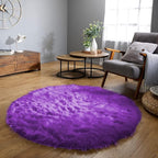 Latepis Round Fluffy Rug 5ft Purple Circle Rugs by Latepis