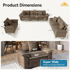 SUNSHINE VALLEY 3 Piece Living Room Sofa Furniture Set, Chenille Modular - Image 2